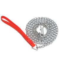 6Pcs 1.6M Heavy Duty Metal Chain Dog Puppy Walking Lead Leash Clip Red Handle