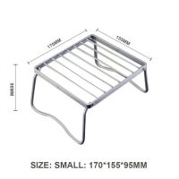 ชั้นวางเตาย่างบาร์บีคิวแบบพับได้แบบพกพาสำหรับครอบครัวสเตนเลสสตีลสำหรับกลางแจ้งเครื่องมือทำครัวน้ำหนักเบา