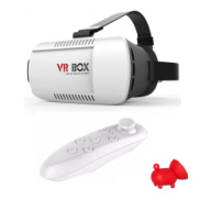 Kính thực tế ảo VR Box phiên bản 1 Trắng và Tay cầm chơi game tặng 1 giá