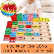 Đồ chơi Bộ học Toán Domino gỗ thông 110 chi tiết đồ chơi giáo dục trẻ em