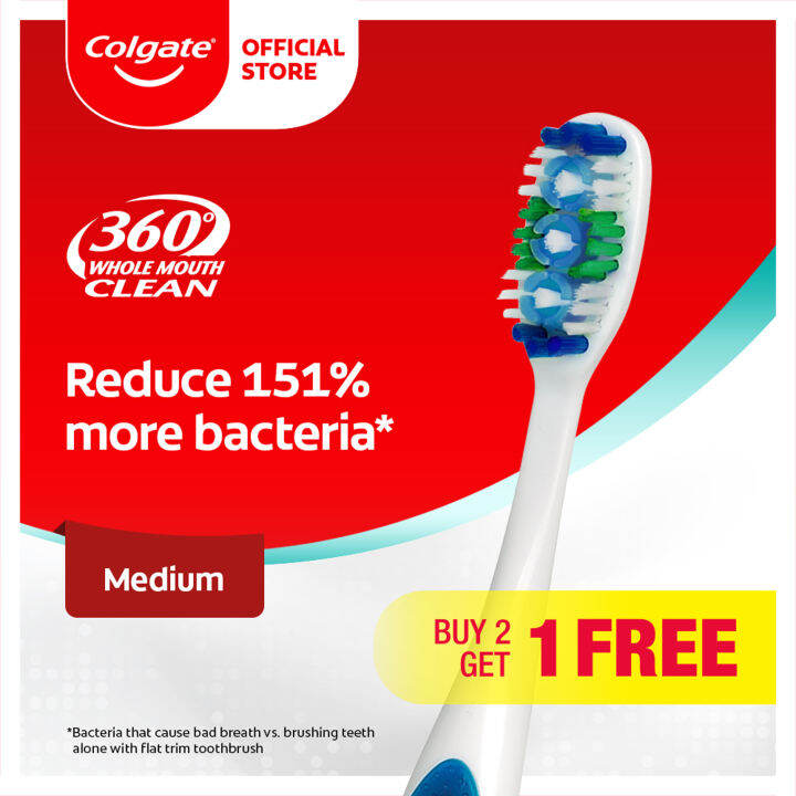 Colgate 360 Whole Mouth Clean Toothbrush Valuepack 3s (Medium) Lazada