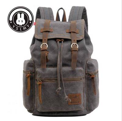 TOP☆YSLMY 2018 new Mens Vintage Canvas Backpack Rucksack Hiking Bag School Bag travel bag man school pouch
