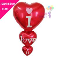 Balloon Fest ลูกโป่งหัวใจ สีแดง 3ดวง I Love You ขนาด 120x65ซม. วันวาเลนไทน์