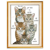 Cross Stitch Set Cat Animal Design 14CT 11CT White Fabric Printed Fabric Cross Stitch Complete kit