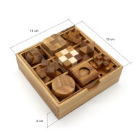 ชุดเกมไม้ 9 ชิ้น, 9 Games in a wooden box, เกมส์ไม้บริหารสมอง, เกมไม้ปริศนา เกมฝึกสมอง พร้อมกล่องเก็บ, Wooden Puzzle, Brain Teaser Puzzle, Interlocking Puzzle ,3D Puzzle