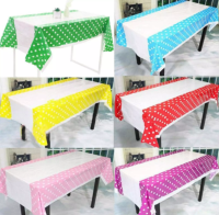 ผ้าปูโต๊ะพลาสติก แบบธรรมดา ลายจุด ผ้าปูโต๊ะลายจุด ผ้าปูโต๊ะ Polka dot Tablecloth Table cover