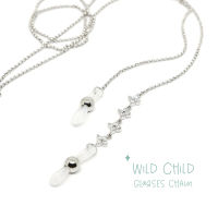 Fyne Fories Wild Child Glasses Chain ♡ สายคล้องแว่น ลายดอกไม้ สีเงิน ♡ fynefories