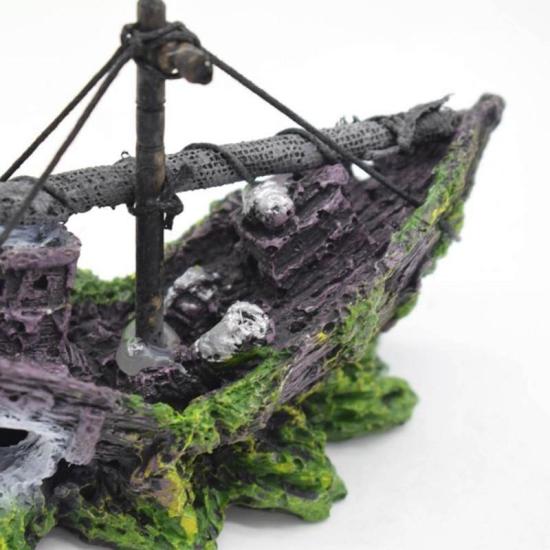 Mô hình xác tàu đắm bằng nhựa kích thước 13 5 10cm dùng trang trí hồ thủy - ảnh sản phẩm 6