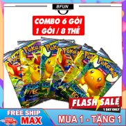 Combo 6 Bộ Thẻ Bài POKEMON - 1 Bộ Gồm 8 Lá Bài PKM6TUI