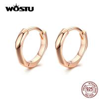 WOSTU Tinyต่างหูแบบห่วงสำหรับผู้หญิงRose Golden 925เงินสเตอร์ลิงแบบห่วงหูMinimalistเครื่องประดับอย่างดีZBBSE119