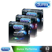 ถุงยางอนามัย Durex performa [3 กล่อง] ดูเร็กซ์ เพอร์ฟอร์มา ถุงยางอนามัยชะลอการหลั่ง 52.5 - ถุงยางอนามัย 52.5 จาก ถุงยาง durex