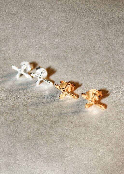 haus-of-jewelry-bohemian-cross-stud-earrings-ต่างหูเงินแท้