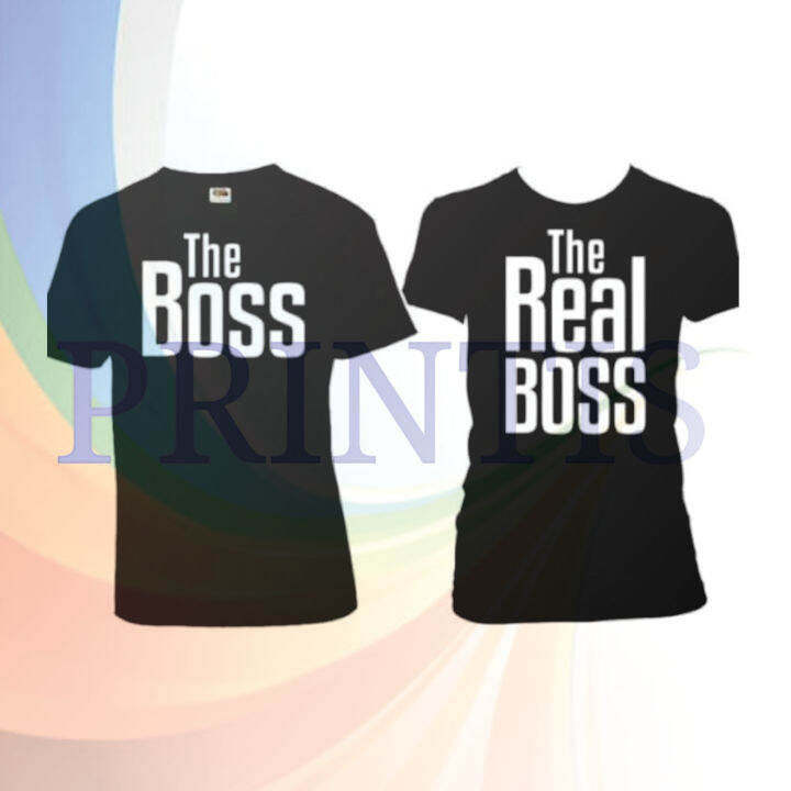 Printis personalized couple shirts The Boss the Real Boss Gildan ...