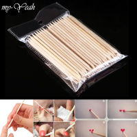 myyeah 100Pcs Nail Art Dual End Wood Stick Cuticle Pusher Remove Clean Dead Skin Edge Trimmer Rhinestone Bead Sequin Dotting Tool