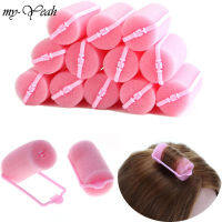 Myyeah 12Pcs หัวเข็มขัดสีชมพูฟองน้ำเนื้อนุ่มโฟมเครื่องม้วนผม Roller Easy Curlring จัดแต่งทรงผม Salon Barber Hairdressing Hairstyling เครื่องมือม้วนผม