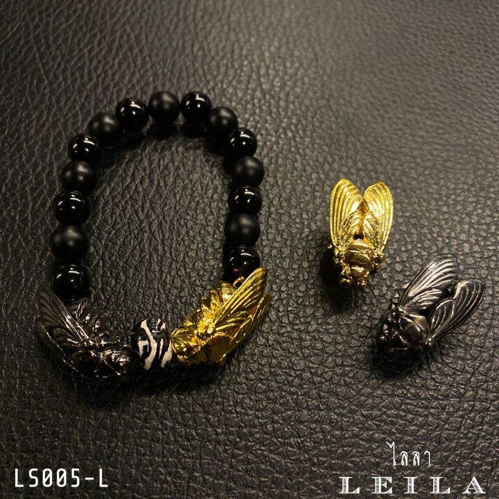 leila-amulets-set-แมลงภู่คำหลวง2สี-พร้อมกำไลหินฟรี-ดินปั้นครูบา100บาท