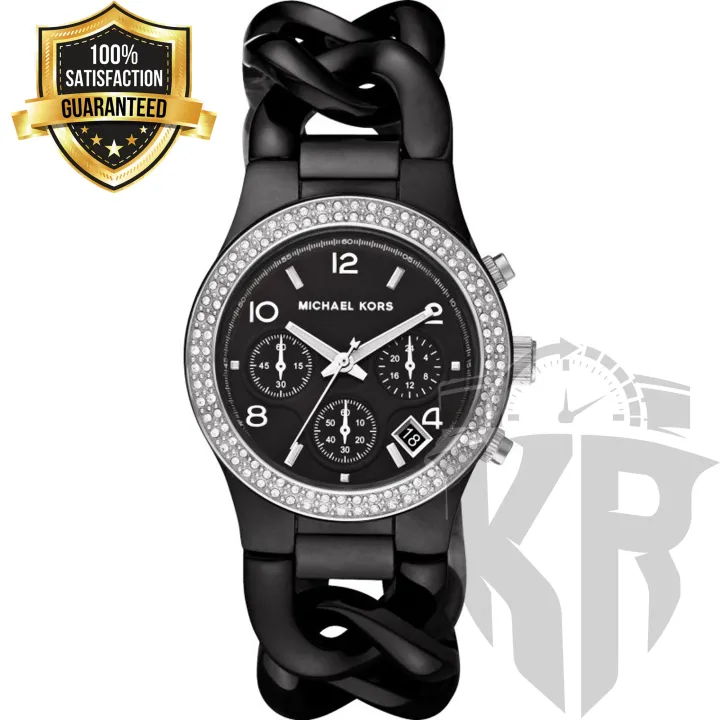 MK Runway Chronograph Twist Chain Black Ceramic Bracelet Michael Kors  Ladies Watch by K&R Shop | Lazada PH
