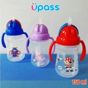 Bình tập uống nước cho bé Upass 150ml nắp bật có hai tay cầm với ống hút