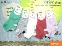 P &amp; CK / ถุงเท้าผู้หญิงแฟชั่นข้อสั้น #8049 (14): แพ็ค 10 คู่ ลายน่ารัก 5 สี (คอตตอน 100%)