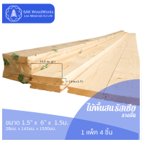 ไม้พื้นสนรัสเซีย รางลิ้น (Floorboard) ขนาด 2.8ซม. × 14.3ซม. × 1.5ม. แพ็ค 4 ชิ้น SAK WoodWorks (ส่งจากไทย)