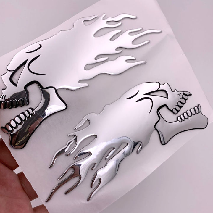 Silver 3d Fire Ghost Skull Head Auto Hurricane Chrome Plating 