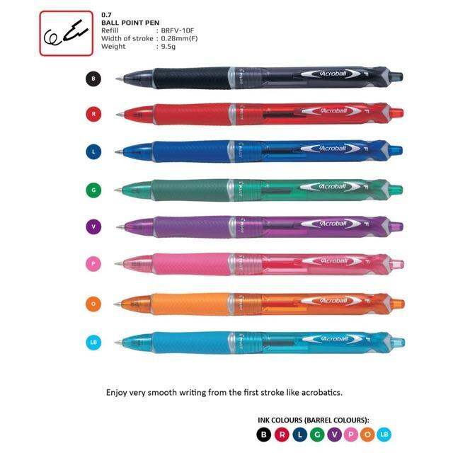 PILOT Acroball Colored Retractable Ballpoint Pen 0.7mm Lazada PH