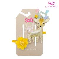 Sati - กิ๊บหนีบผม - ML. Floral Reindeer Forest Alligator Clip LC088