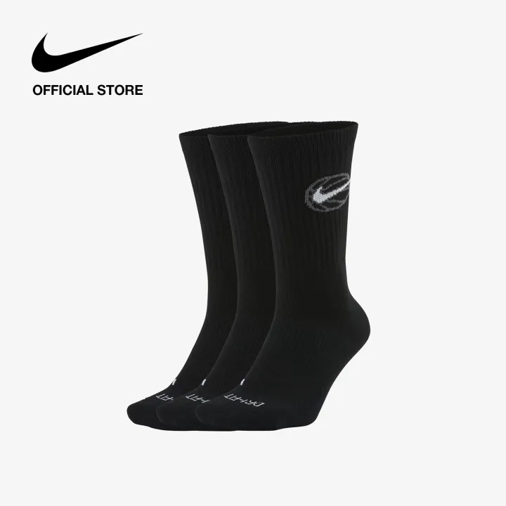 Nike Unisex Everyday Crew Basketball Socks (3 Pairs) - Black ไนกี้ ถุง ...