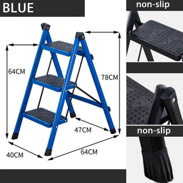 The Mini 3 Steps Stool Portable Sturdy Non-Slip Lightweight Foldable