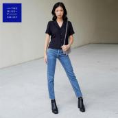 TheBlueTshirt - Quần Jeans Nữ Lưng Cao - Raw Hem Jeans (Western Wash) - Xanh