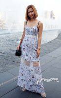 [Surreal Objects] Net Layer Constellation Printed Strap Maxi Dress เดรสสายเดี่ยวยาว พิมพ์ลายกลุ่มดาว