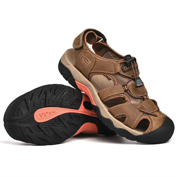 outdoor-genuine-leather-beach-sandals-non-slip-summer-shoes-large-size-rubber-soft-sole-cushioned-comfort-classic-men-s-shoes