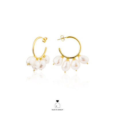 Haus of Jewelry - MOANA MERI MINI HOOP EARRINGS ต่างหูเงินแท้ ประดับมุกน้ำจืด (Freshwater pearl)