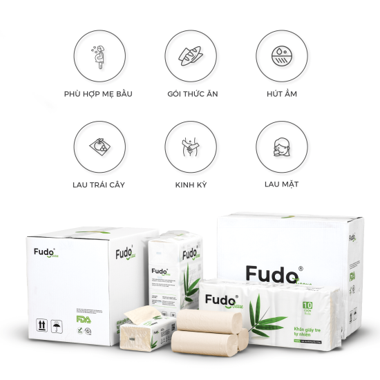 Khăn giấy tre fudo - 1 gói giấy rút - giấy ăn fudo 100% bột tre - ảnh sản phẩm 6