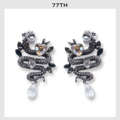 77th-sririta x 77th crystals from Swarovski collection serpent earrings silver ต่างหู ศรีริต้า x 77th คริสตัลสวรอฟสกี้ สีเงิน