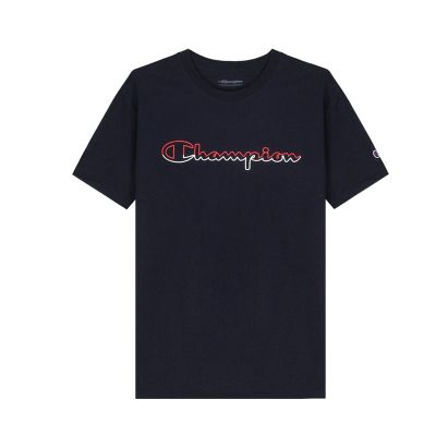 Champion Mens Atheltic T-Shirt Jersey Tee, Split Script Logo Round Neck Cotton Navy GT23H-Y08126-031
