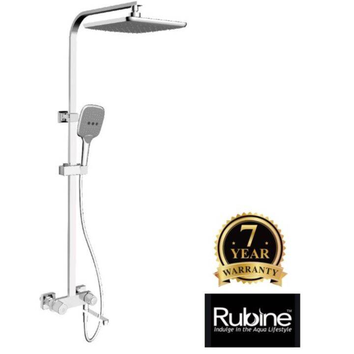 RUBINE PushStop Square Rain Shower Set with Spout (CHROME) Lazada