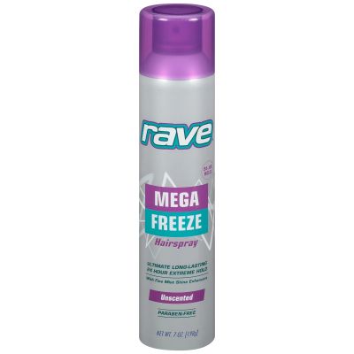 Rave Hairspray Mega Freeze 24 Hour Extreme Hold Unscented ผลิตภัณฑ์จัดแต่งทรงผม ช่วยให้ทรงผมอยู่ทรงยาว