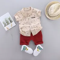 Children 0-5 years old cotton dandelion, short sleeve + casual shorts suit 2-piece set in stock