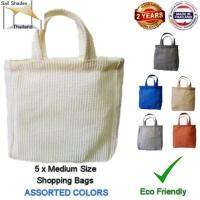 ชุดถุงขนาด 5 x ขนาดกลาง สีสารพัน / 5 x Medium Size Shopping Tote Bags, Assorted Colors, High Strength &amp; Re-Usable