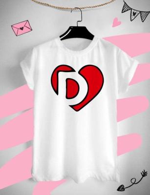 เสื้อยืดอักษรหัวใจ อักษร D ต้อนรับวันวาเลนไทน์ วันแห่งความรัก ด้วยเสื้อยืด Valentine สีสันสดใส ใส่สบาย ไม่ยืด ไม่ย้วย