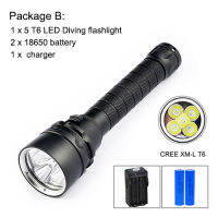 Asafee FL005DTW 5* XM-L T6 LED Diving scuba Underwater 100M 18650 battery Torch Diving Waterproof