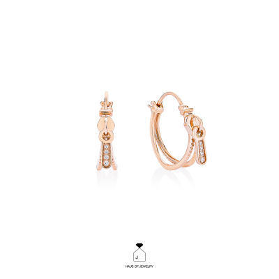 Haus of Jewelry - ZIP HOOP EARRINGS ต่างหูเงินแท้ ประดับเพชรคิวบิกเซอร์โคเนีย (Cubic Zirconia)