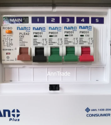Nano ตู้ควบคุมไฟ 4 ช่อง มีตัวกันไฟดูด เมน 63A ลูกย่อย 4 ตัว ตู้คอนซูมเมอร์ Consumer Unit ตู้เบรกเกอร์