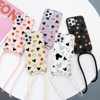 คู่การ์ตูน Mickey Minnie สายรัดไนลอนเคสโทรศัพท์สำหรับ Samsung Galaxy A02s A10 A12 A30 A31 A32 A50 A51 A52 A71 A72 F62หมายเหตุ10 9 8 S10 S10e S20 FE S21 S30 S9 Plus เคสโทรศัพท์เชือก