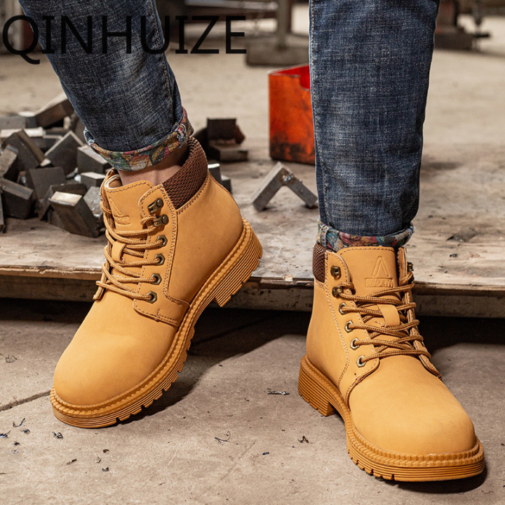 QINHUIZE High-top safety shoes men's anti-smashing anti-piercing anti ...