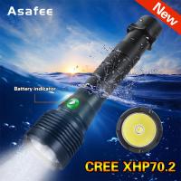 Asafee 4000LM M53 super bright and powerful XHP70.2 LED diving flashlight use 18650/26650 battery underwater 200M IPX8 waterproof