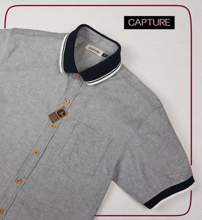 capture-shirt-เสื้อเชิ้ตผู้ชาย-โปโลเชิ้ตแขนสั้น-สีเทา-มีถึงอก-48-นิ้ว