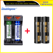 Combo Sạc Pin Lithium 3,7V thông minh Doublepow UK21 kèm 02 viên pin 18650