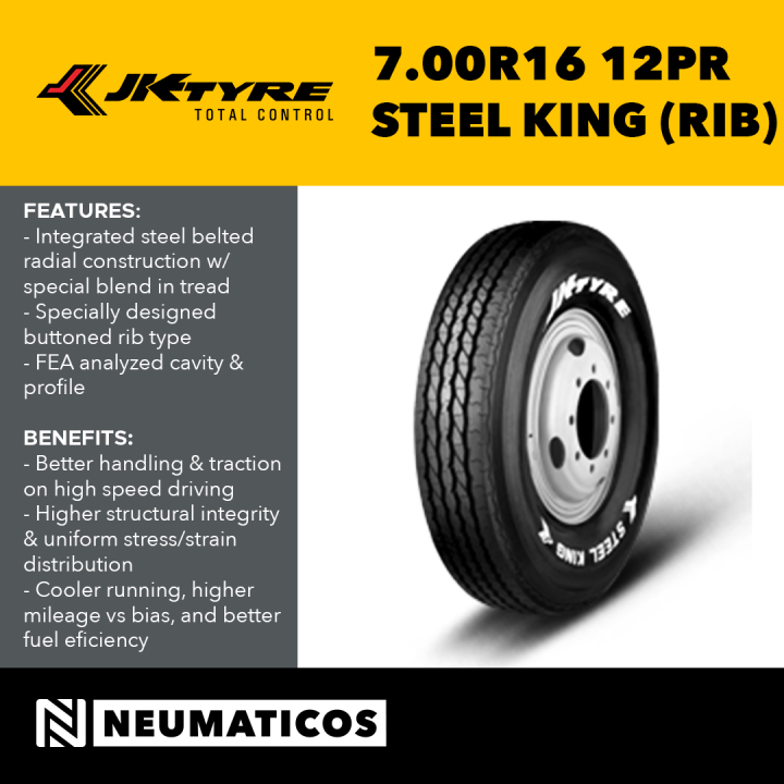 JK Tyre 7.00 R16 12PR Steel King Light Truck Radial LTR Tires 700R16